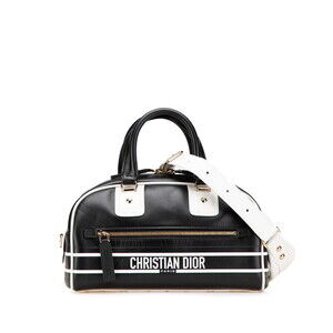 Dior Vibe Bowling Bag handbag shoulder black white leather